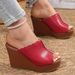 Women's Shoes Platform Sandals For Women, Thick Soled, Large Size, Cross Border, Summer Fish Mouth Wedge Heeled Slippers_vogvips.com