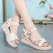 Breathable And Refreshing, A Must-have For Fashion New Favorites, One-word Buckle With Open Toe Rubber One-word Buckle With Middle Heel_vogvips.com