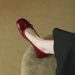 2025 Spring New Butterfly Knot Lacquer Leather Bean Shoes For Women, Flat Bottom, Summer And Autumn, Square Head Single_vogvips.com