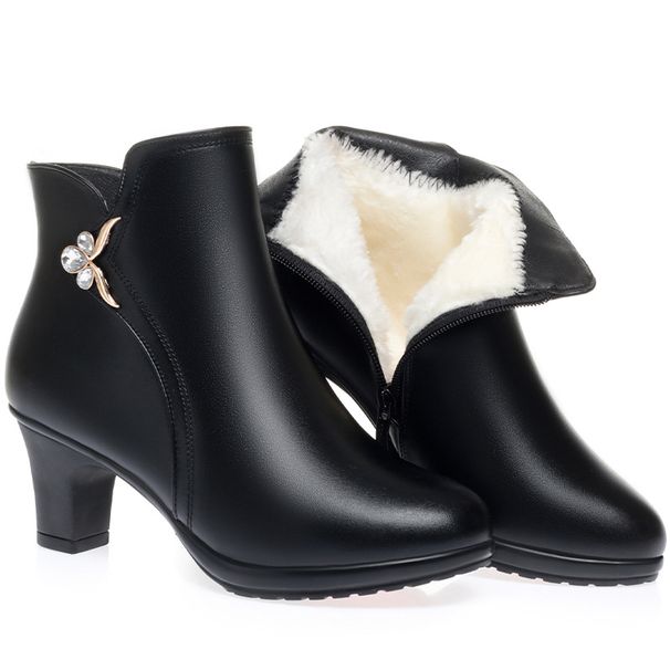 Mom Veratile Fleece-lined Short Boot Warm For Middle-aged And Elderly Women Autumn Winter Women' Mid-heel Cotton_vogvips.com