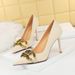 Elegant Pointed-Toe High Heel Pumps With Metallic Buckle - Ultra Slim Stiletto Heels For Women, Perfect For Parties & Evening Events_vogvips.com