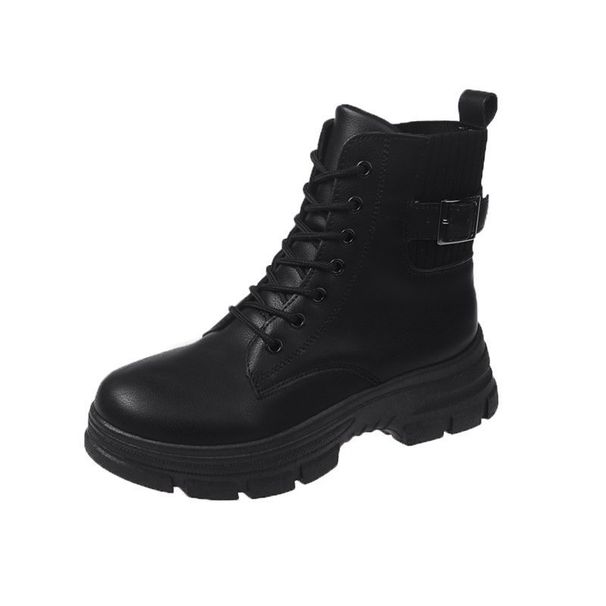 Martin British Style Ins Trend 2024 Autumn Winter New Knitted Short Stylish Belt Buckle Motorcycle Boots For Women_vogvips.com