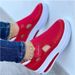 Cross-Border New Large Size Fly Knit Breathable Casual Wedge Thick Sole Hollow Velcro Round Toe Low-Cut Women's Shoes_vogvips.com