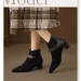 Booties Women Fall Winter Spliced Scrub Soft Sole Comfort Pointed Toe Kitten Block Heel Fashion Boots 251105_vogvips.com