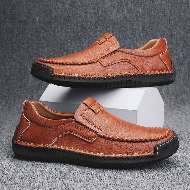 Plus-Size Trendy Driving Men's Shoes, Breathable Genuine Leather Versatile Loafers, Men's Business English-Style Versati_vogvips.com