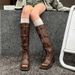 26ss Lace-up New Metal Buckle British Style Amiu High Tube Riding Brown Long Boots For Women_vogvips.com