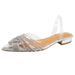 Pointed-toe Transparent Rhinestone High-heeled Slip-on Sandals, 2026 Summer New Model, Trendy Outdoor Sexy Slippers For_vogvips.com