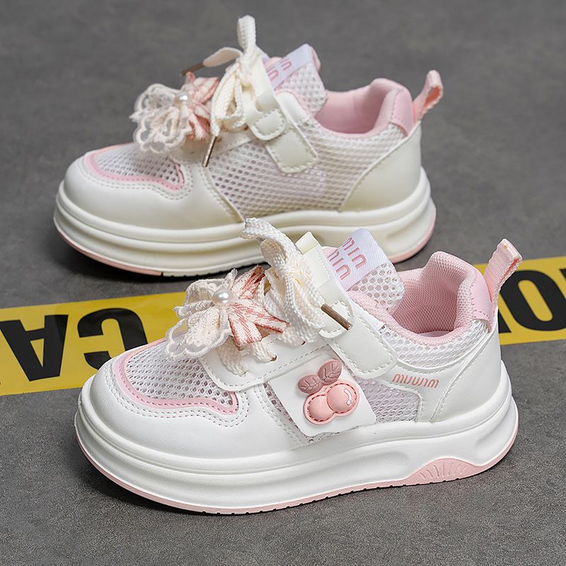 Children's Day Lightweight Mesh Style, Student White Sneakers, New Summer Model, Girls' Sports, Breathable Running_vogvips.com