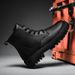 Men's Slip-Resistant Waterproof High-Top Leather Boots For Kitchen Work, Casual Wear & Outdoor Activities - Durable PU Upper With Rubber Sole_vogvips.com