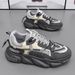 Spring New Breathable Sports Men's Versatile Thick Sole Casual Running Black Dad Trendy Shoes_vogvips.com