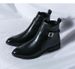 2025 Large-size Men's Boots, British Style, Fashionable High-top Leather Shoes, Side Zippers, Mid-top, Gentlemanly_vogvips.com