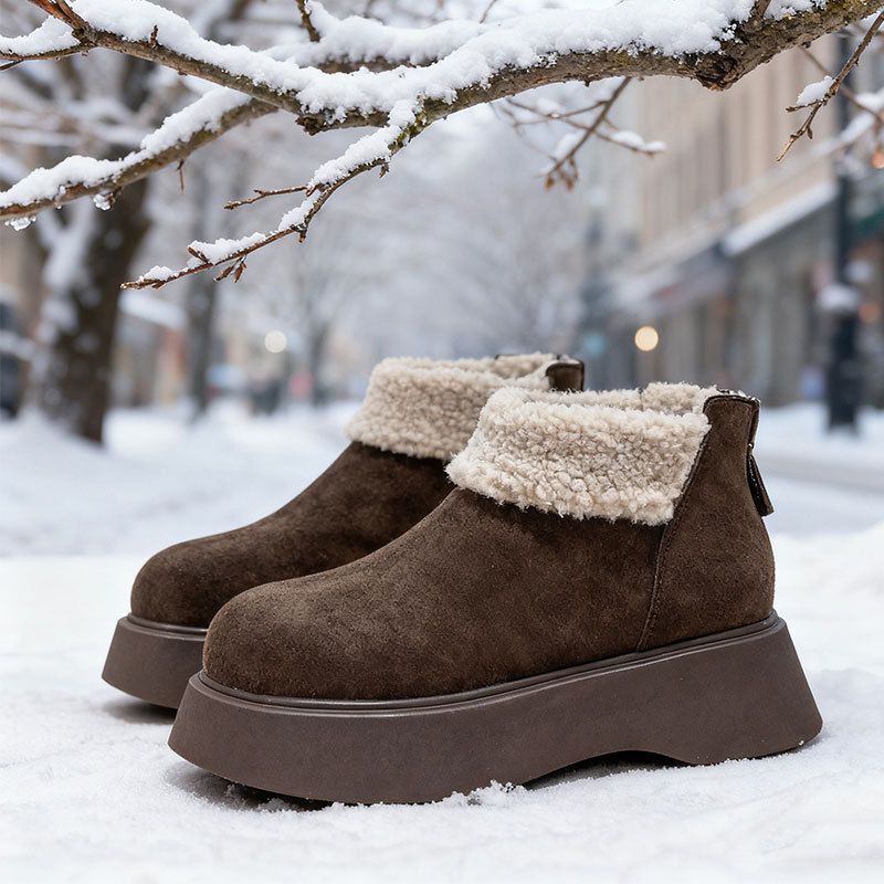 Thick-soled Snow Boots For Women, Fleece And Thickened Birken Ankle Boots, 2025 New Winter Cotton Shoes_vogvips.com