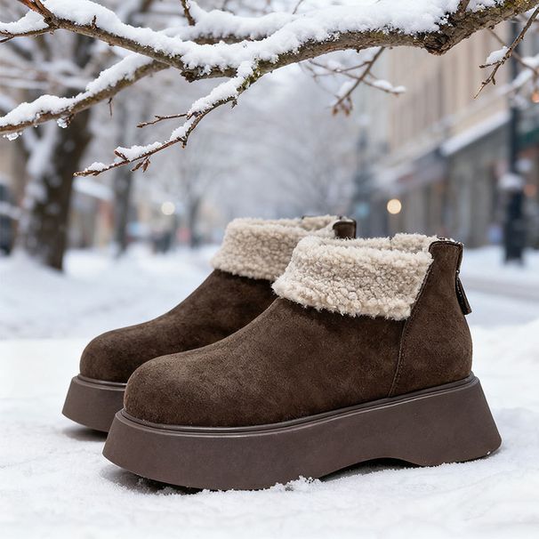Thick-soled Snow Boots For Women, Fleece And Thickened Birken Ankle Boots, 2025 New Winter Cotton Shoes_vogvips.com