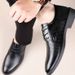 Men's Breathable Perforated Leather Sandals - Comfortable & Durable Black Business Casual Shoes For Summer_vogvips.com