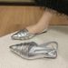 Women's Elegant Pleated Pointed Toe Flat Sandals Soft Sole Strappy Fashion Closed Toe Shoes for Summer_vogvips.com