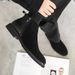 New men's fashion men's boots middle black low-top casual leather shoes_vogvips.com