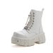 Women's Dark Black Leather Motorcycle Boots European American Style Heavy Duty Platform Martin Punk Shoes_vogvips.com