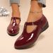 Women's Retro Velcro Leather Shoes Pointed Toe Wedge Heel Spring Hollowed Out Plus Size_vogvips.com