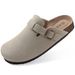 Crestar Women's Clogs Mules Cork Clogs Slippers Men Outdoor Mules Suede Clogs Shoes With Arch Support Mule Leather Clogs Sandal_vogvips.com