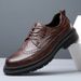 Euro Step Business Formal British Round Toe Derby Genuine Leather Brogue Carved Casual Men's Breathable Wedding Shoes_vogvips.com