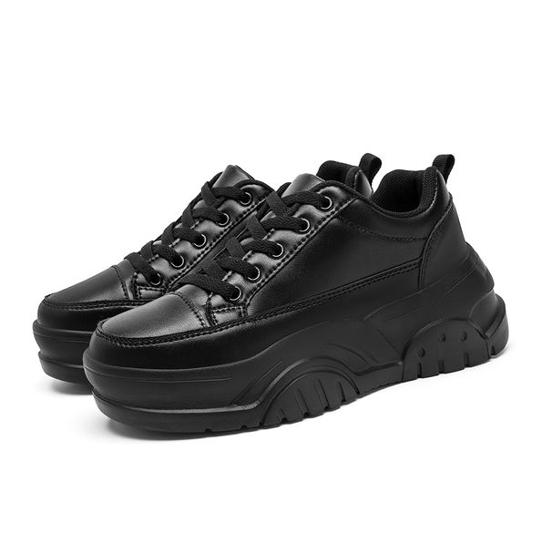 New Platform Flats Loafers For Women Autumn Thick Bottom Casual Leather Walking Sneakers Round Toe Wedge Shoes Zapatos_vogvips.com