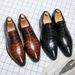 Men's British Style Dress Oxfords Leather Shoes Pointed Toe Brogue Shoes 47 48_vogvips.com