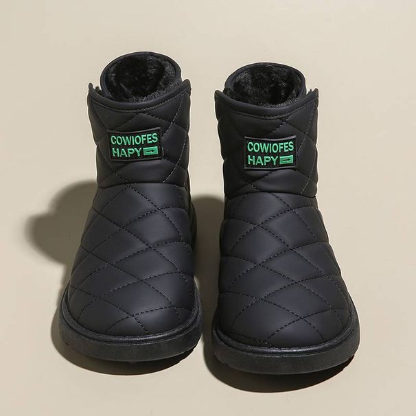 Fleece High-top Snow Boots For Girls 2025-1 Winter New Style Student Korean Warm Casual Shoes Cotton Shoes For Girls_vogvips.com