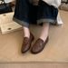Old Money Flat Low-Heel Loafers For Women, 2026 Autumn New British Style Belt Buckle Small Leather Shoes, Vintage_vogvips.com