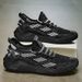 Men's Black Breathable Mesh Sports Shoes Summer Casual Running Soft Sole Height Increasing New Style_vogvips.com