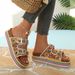 Rhinestone Platform Sandals Women's Double Buckle Cork One Strap Summer New Style Plus Size Size 43_vogvips.com