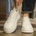 Men's Thick Sole White Board Shoes Korean Style Casual Platform Sneakers Comfortable Lightweight Lace-up Fashion Hot_vogvips.com