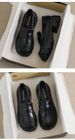 Small Thick-soled Leather Shoes For Women, Black Retro Loafers, Soft-soled Commuter Work Shoes_vogvips.com
