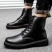 Motorcycle Leather Boots Men's Autumn Thick Soled Wear Casual Shoes Men's Winter Leather Waterproof Non-slip Black Boots_vogvips.com