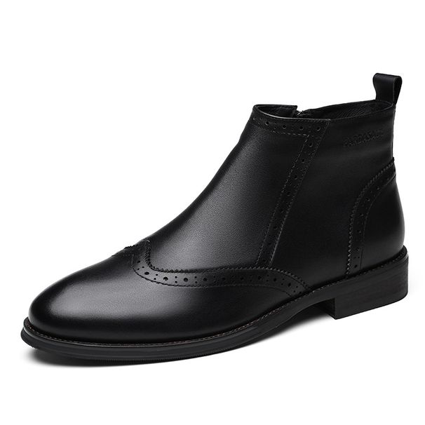 European Warm Series Winter Men Genuine Ankle British Mid-Calf Martin Brogue Men's High-Top Leather Boots Trendy_vogvips.com