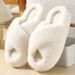 Chic Fur Cross Band Slippers For Women - Ultra-Soft Memory Foam Platform House Shoes For Winter Indoor Comfort_vogvips.com