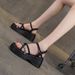 Small Thick-soled Women's Sandals Versatile One-button Fairy Wind Water Diamond Open-toed Women's Sandals_vogvips.com
