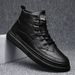 Euro Step 2025 Autumn New British Style High-top Men's Fashion Casual Trendy Business Black Thick-soled Leather Shoes_vogvips.com