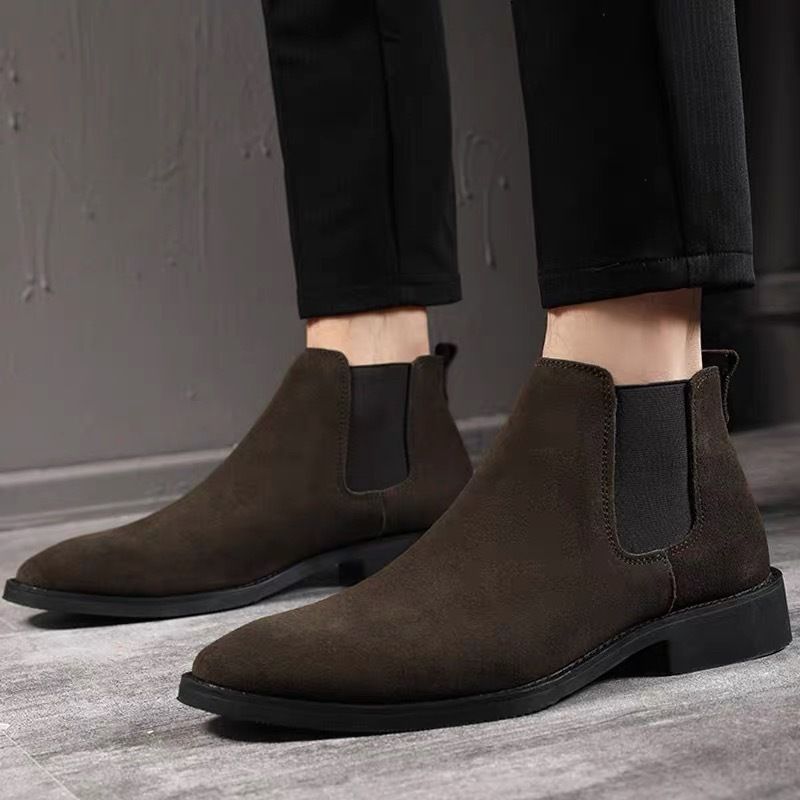 Martin Boots Men's High-top Velvet Men's Chelsea Boots Tide Increases Medium-top Men's Boots_vogvips.com