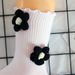 Socks Handmade Woolen Flower Socks Women's Knitted Flower Ins Trendy Women's Socks Fungus Curling Japanese Mid Tube Socks Sports Socks_vogvips.com