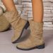 Mid-calf Metal Buckle Slim Boots Autumn/Winter New Style Suede Round Toe Women's Boots_vogvips.com