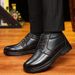 KL8819 Cow Leather Men's Casual Boots With Wool Lining Black, Choose Size And Tell Seller_vogvips.com