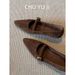 First Encounter Seasonal Fashion Pointed Toe Retro Matte Leather Block Heel Mary Jane Women's Versatile Solid Color Strapped Mid Heel Flat Shoes_vogvips.com