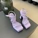 2025 Spring And Summer New Cross Strap Thick High Heel Waterproof Platform Pink Square Toe Women's Sandals_vogvips.com