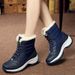 Women's Shoes Winter Snow Boots With Faux Fur Lining, Waterproof Slip-Resistant Casual Shoes, Round Toe Lace-Up Mid Heel Booties For Daily Wear_vogvips.com