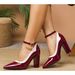 228-85DX Large Size 41-43 Pointed Toe Chunky Heel Color Block Shallow Mouth Work Shoes Cross-Border European And_vogvips.com