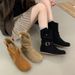 Inner Height Increase Versatile Slouch For Women 2025 Autumn Winter New Thick Sole Round Toe Suede Short Boots_vogvips.com