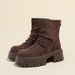 Women's Leather Short Wrinkled Thick Sole Reverse Slouch Solid Color Autumn Winter Retro Melad Stretch Slim Boots_vogvips.com