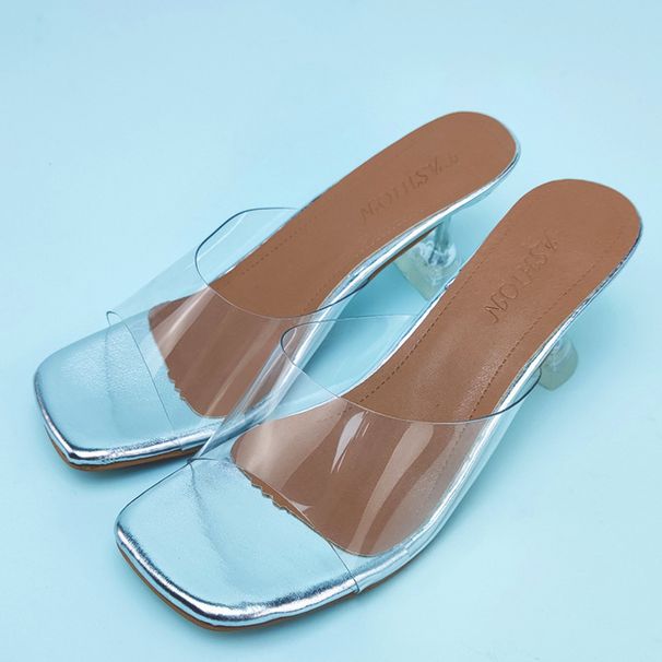 Slippers 2025 Wheels PVC High Heels Summer Sandals Women's Outerwear Large Size_vogvips.com
