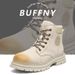 Beige Martin Boots Leather Niche Retro Style Tooling Boots Short Boots Men_vogvips.com