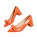Cro-border Foreign Trade European Ize Chunky Heel Ingle 2025 New Pointed Toe Bow High Heel Women' Office Work_vogvips.com